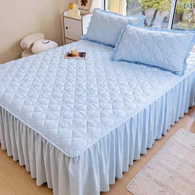 ベッド スカート シーツ シンプル 風 水 ウォッシュ コットン キルティング ベッドスプレッド ベッド ..