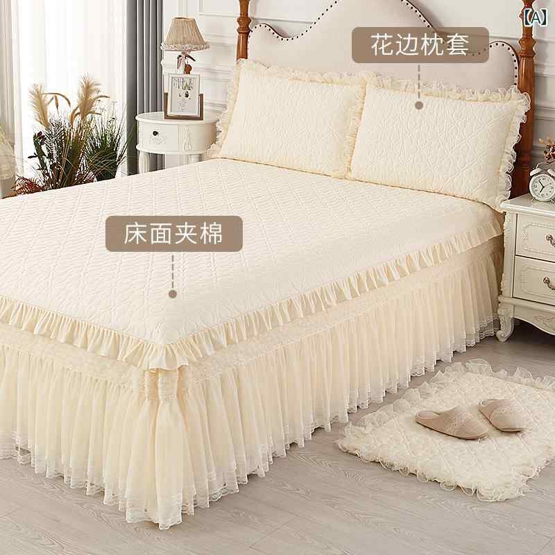 ベッド スカート シーツ ムーン ベイ シングル ベッド スカート コットン キルティング ベッドスプレッ..