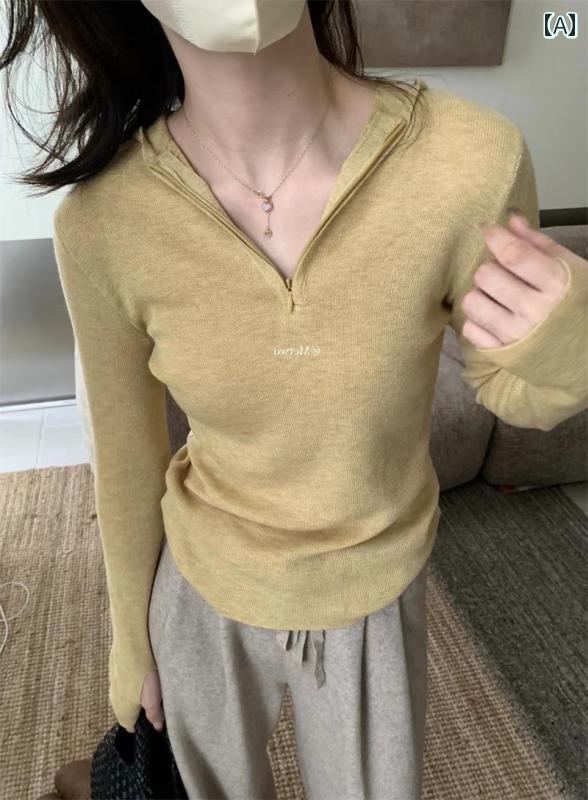 カジュアル ニットパーカー レディース 韓国 優しい ハーフ ジッパー フード付き セーター レディース ..