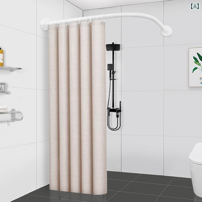 バス ルーム カーテン 湾曲 した シャワー カーテン セット パンチ フリーの バス ルーム 仕切り 防水 シャワーの 乾 湿 分離 ロッド