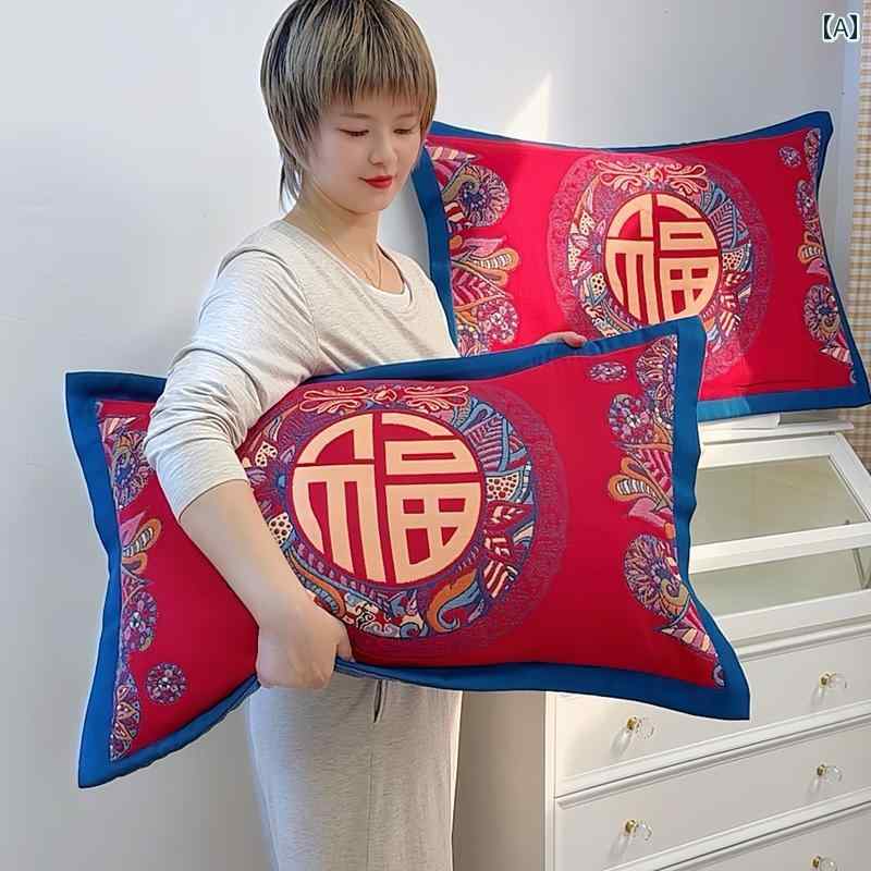 枕 カバー 厚手お祝いの 赤い 綿 ガーゼ 枕 カバーは 両親や 年長者への 春節の 新年の 贈り物と して 厚くなっています。