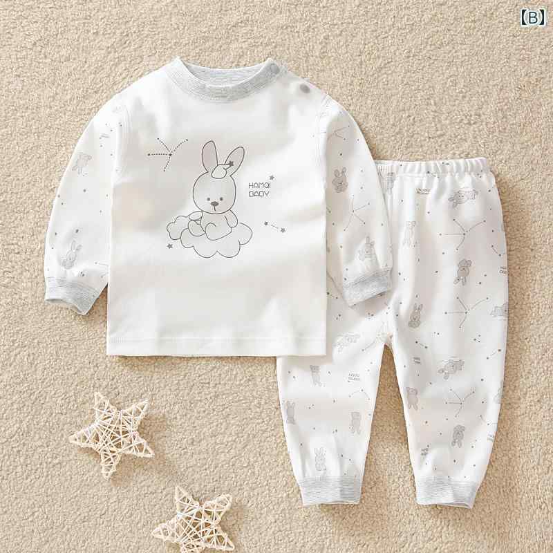 ベビー 薄手 パジャマ 赤ちゃんの 秋服の スーツ 秋冬 男女の 綿の 下着 子供の セーターの 秋 ズボン 糸の 服