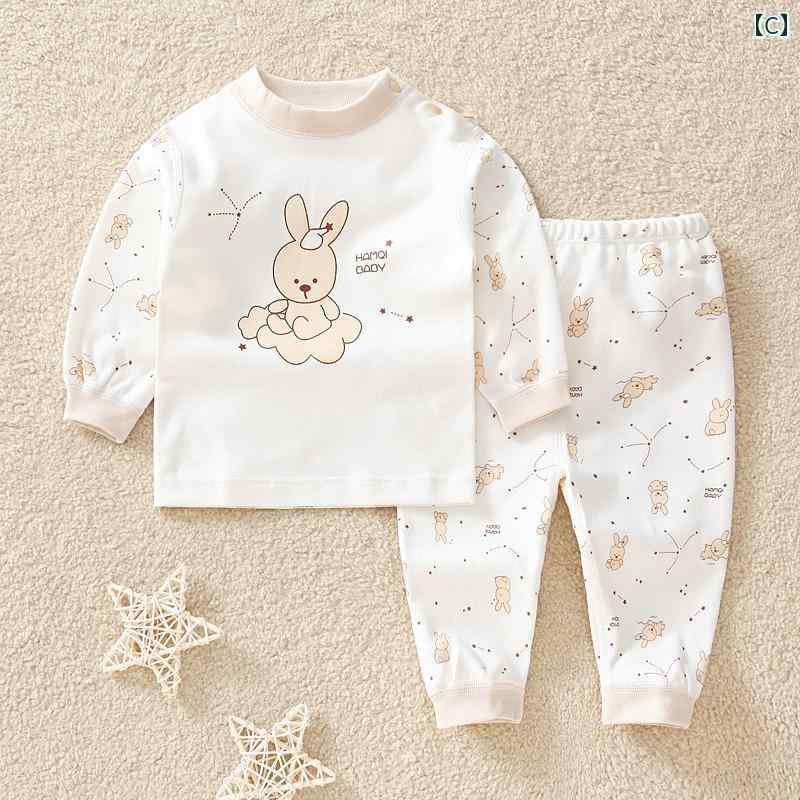 ベビー 薄手 パジャマ 赤ちゃんの 秋服の スーツ 秋冬 男女の 綿の 下着 子供の セーターの 秋 ズボン 糸の 服