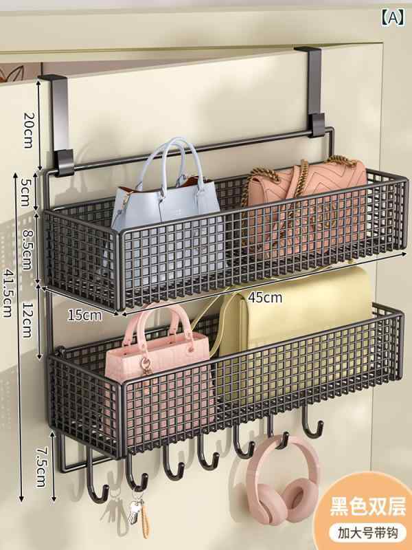 便利 フック 壁掛け ドアフック ラック パンチ フリー バッグ 収納 壁掛け ドア 多層 ハンギングバスケ..