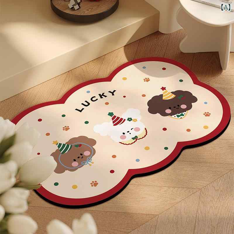 バス マット 家庭用 浴室の フロア マット 浴室 トイレの ドア 珪 藻 土 吸収性 速乾 足 滑り止め 転倒..