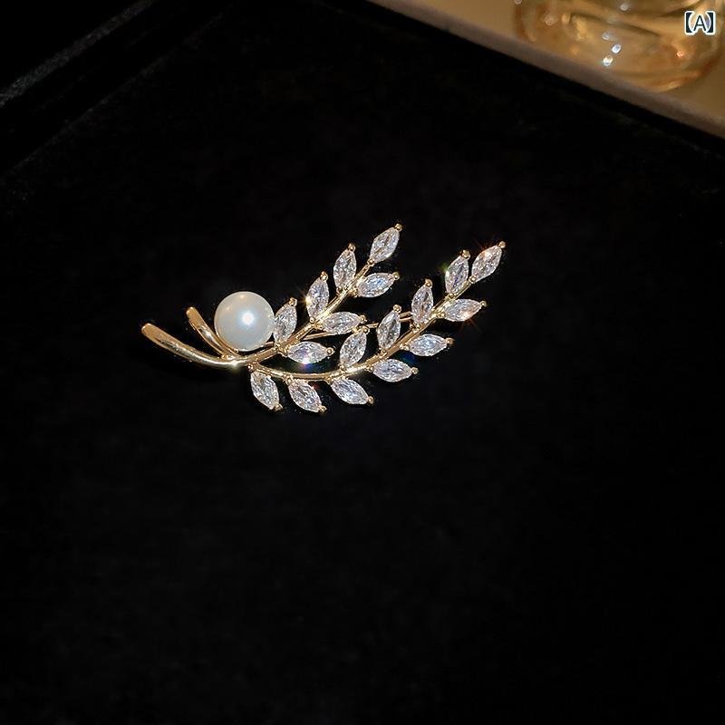 アクセサリー ブローチ レディース 小麦の 耳の ブローチ ハイエンドの レディースで 精巧 コサージュの エレガント コートと 西洋 装飾