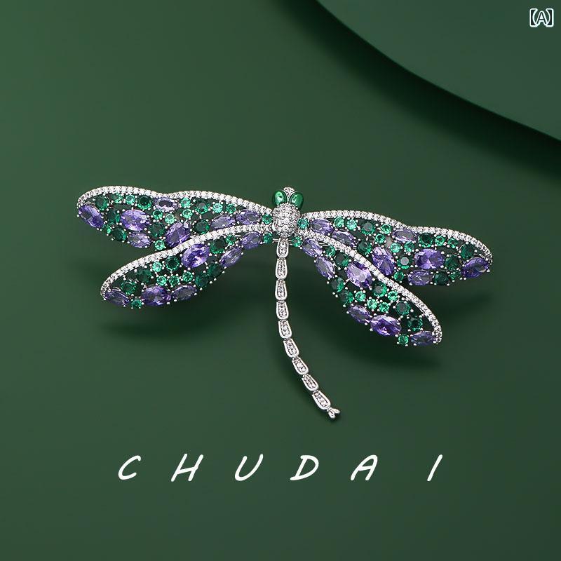 ブローチ レディース コサージュ グリーン トンボ ブローチ ハイエンド 女性 高級 カラーマッチング エレガントな 雰囲気 コサージュ コート アクセサリー