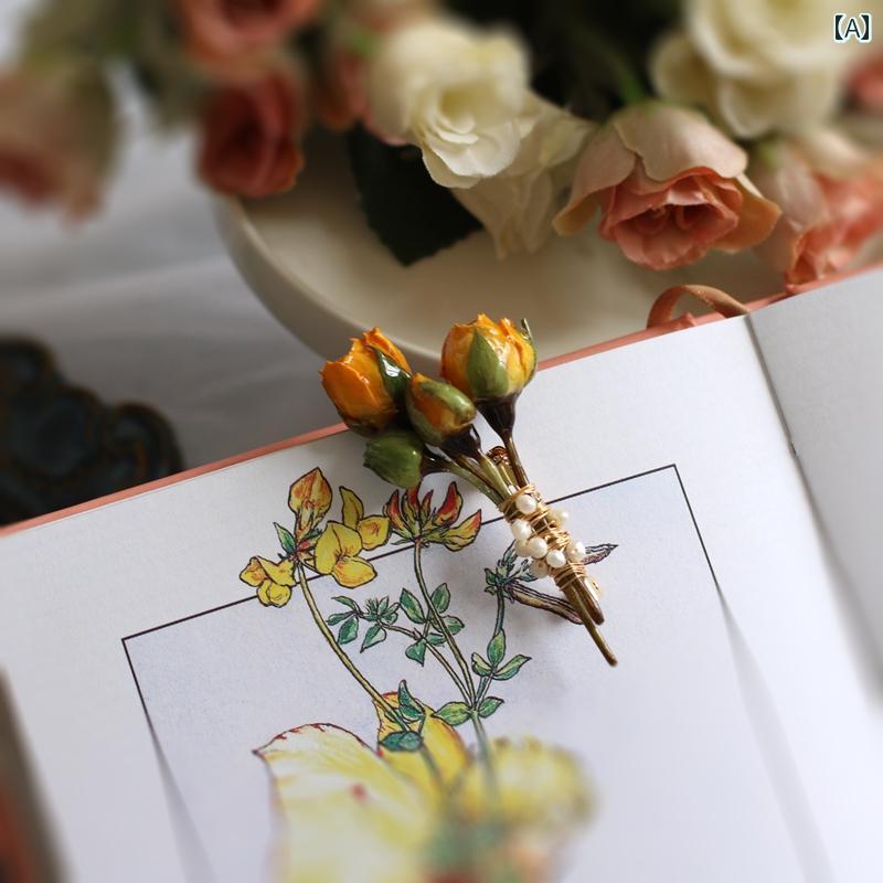 ブローチ レディース コサージュ ブローチ ドライフラワー ローズ フラワー コート セーター ハイエンド コサージュピン 装飾 ウェディングアクセサリー 両親