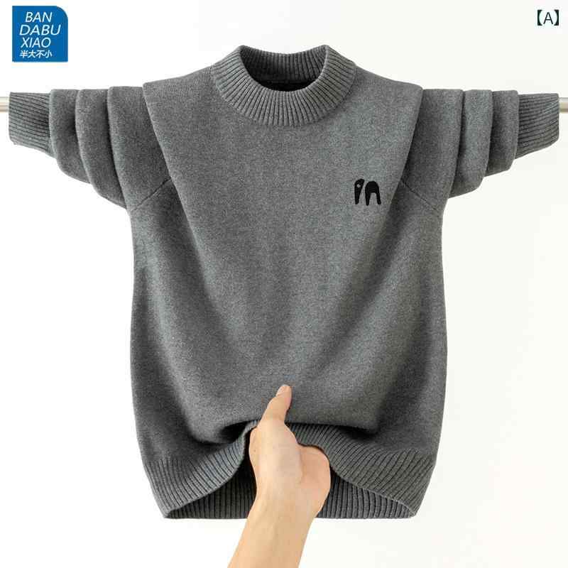 Uネック ニット キッズ 子供用 コットンセーター ラウンドネック ニット セーター 刺繍入り 親子 コー..