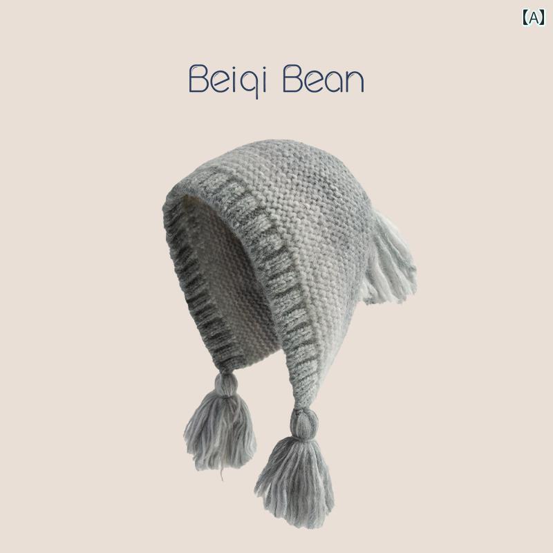 ニット帽 かわいい カジュアル 韓国 イン グラデーション 秋冬な 子供用 ニット 帽 男の子と 女の子 赤..