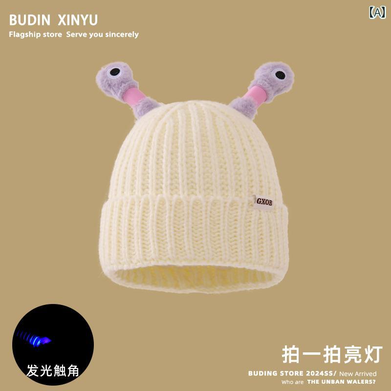 ニット帽 かわいい カジュアル かわいい の 光る 小さい モンスターの 赤ちゃんの ウール 帽子の 子供..