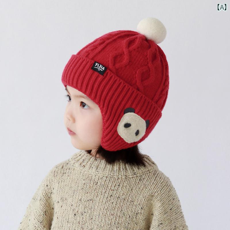 ベビー用 ニット帽 かわいい 子供用 帽子 秋冬 赤ちゃん 新年 女の子 男の子 赤い 男の子用 耳あて ウ..