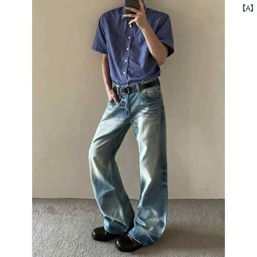 フレア パンツ 男性用 MaxDstr アメリカン クリーン フィット キャット ウィスカー 柄 ダメージ 加工 ウォッシュ やや フレア ストレート ジーンズ メンズ トラウザー ズ フレア パンツ 男性用 MaxDstr アメリカン クリーン フィット キャット ウィスカー 柄 ダメージ 加工 ウォッシュ やや フレア ストレート ジーンズ メンズ トラウザー ズ