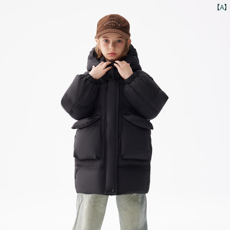 子供用 ダウンジャケット Shanyuan Rongyao 子供用 ダウン ジャケット 女の子 2024冬 厚手 ミディアム 丈 ロング 暖かい 極寒 グース