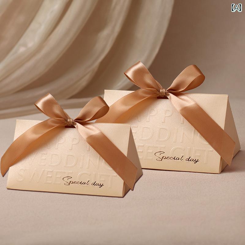 ギフト用に リボン ラッピング ウェディング キャンディボックス ポータブル ギフト ボックス エンゲー..