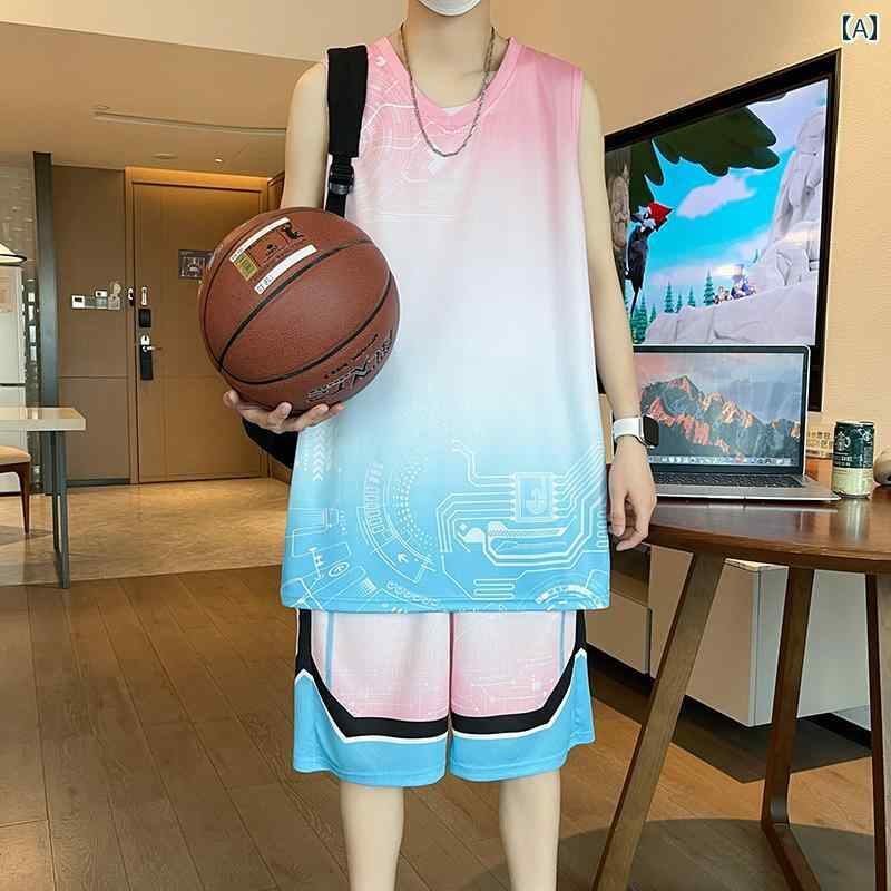 キッズ バスケットボール ウェア 夏 用 冷感 ノースリーブ Tシャツ 男の子 高校生 中学生 バスケットボ..