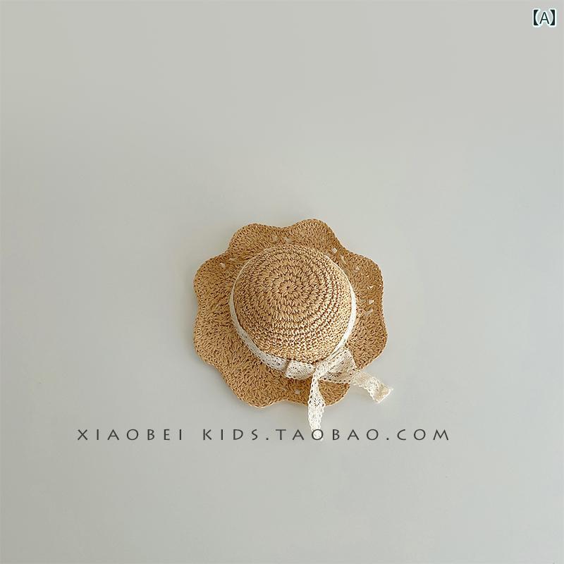 麦わら 帽子 かわいい ベビー 麦わら 帽子 春秋 女の子 太陽の 子供用 海辺の ビーチ 夏