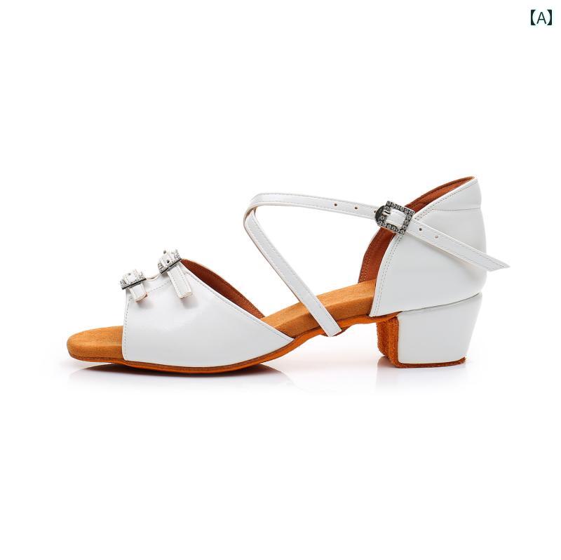 バレエ ダンス 子供用 女の子と 子供用の ラテン ダンス シューズ 白い プロの 女の子 ソフト ソールの..