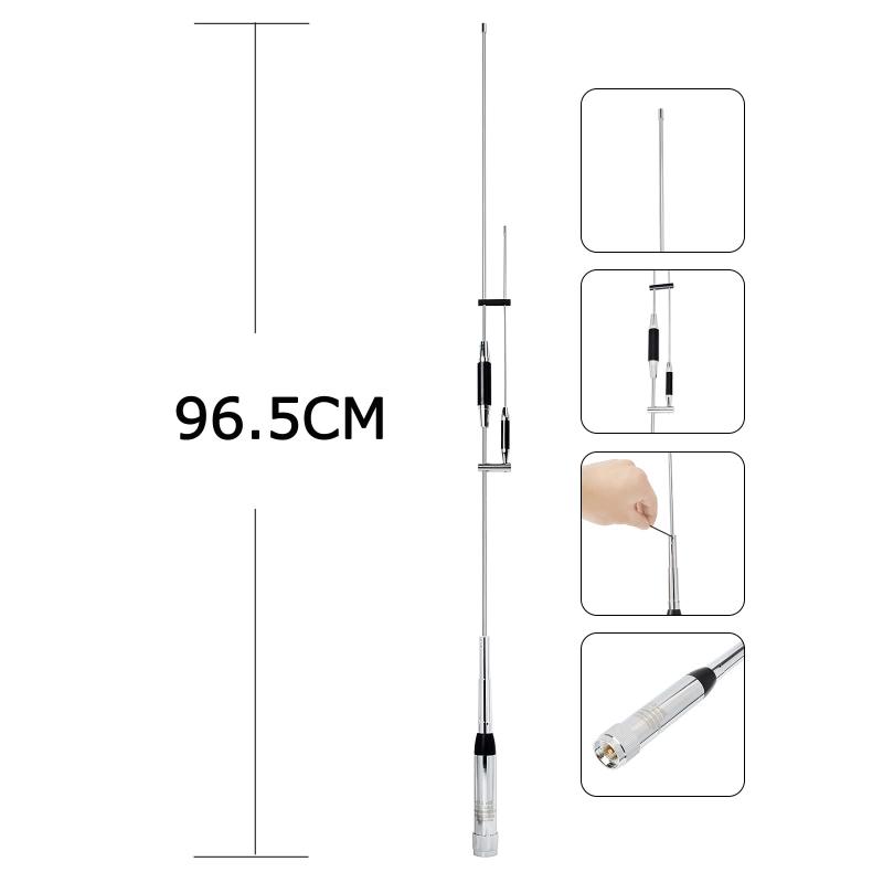 YNIBST 144/245/430MHz帯 アマチュア無線 モービルアンテナ MP型コネクタ 回転ホイップ機構付 高利得 車用無線アンテナ
