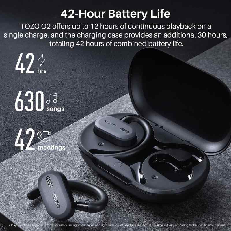 TOZO Open Budsワイヤレスイヤホン【2023新登場 耳掛け式イヤホン】Bluetooth 5.3 イヤホン 開放型イヤホン 究極のフィット感 耳を塞がないイヤホン 快適な装着感 小型軽量 簡単操作アプリ 42時間長