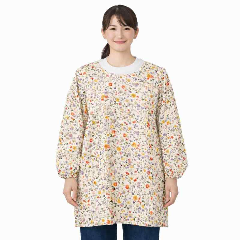 【 上質 な 日本 製 割烹着 】【 花 柄系 割烹着 人気 NO1 】【老舗の定番】 かわいい 花 柄の 割烹着 （ ス モック ・ かっぽう着 ）