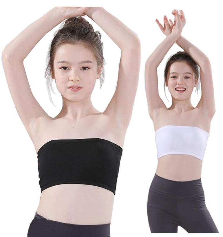 [InSomila] チューブトップ ストラップ キッズ ジュニア カップ付き ずれない 落ちない ダンス ブラ 透明ストラップ ノンワイヤー ベアトップ 子供 ベリーダンス インナー