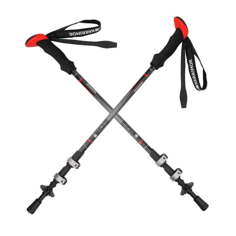カリマー karrimor カーボン トレッキングポール 2本セット 超軽量190g/本 (ブラック/レッド) [並行輸入品]