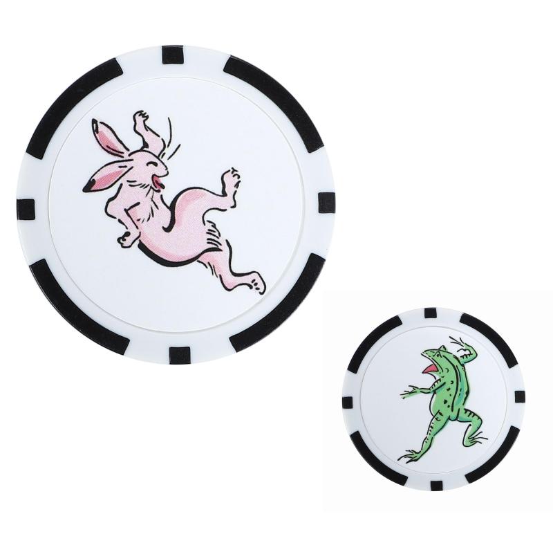面白 ゴルフ マーカー 裏表 両面デザイン 40mm おもしろ カジノチップ風 グリーンマーカー ハットクリップ 対応