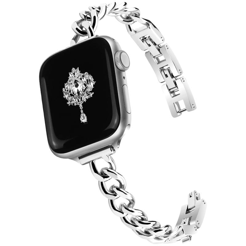 樂天商城 - Newliber 超細いチェーンApple Watch バンド メタル ベルト シルバー サイズ調整可能 38mm/40mm/41mm/42mm/44mm/45mm/46mm Series 10/9/8/7/6/5/4/3/2/1/SE 対応 おしゃれ