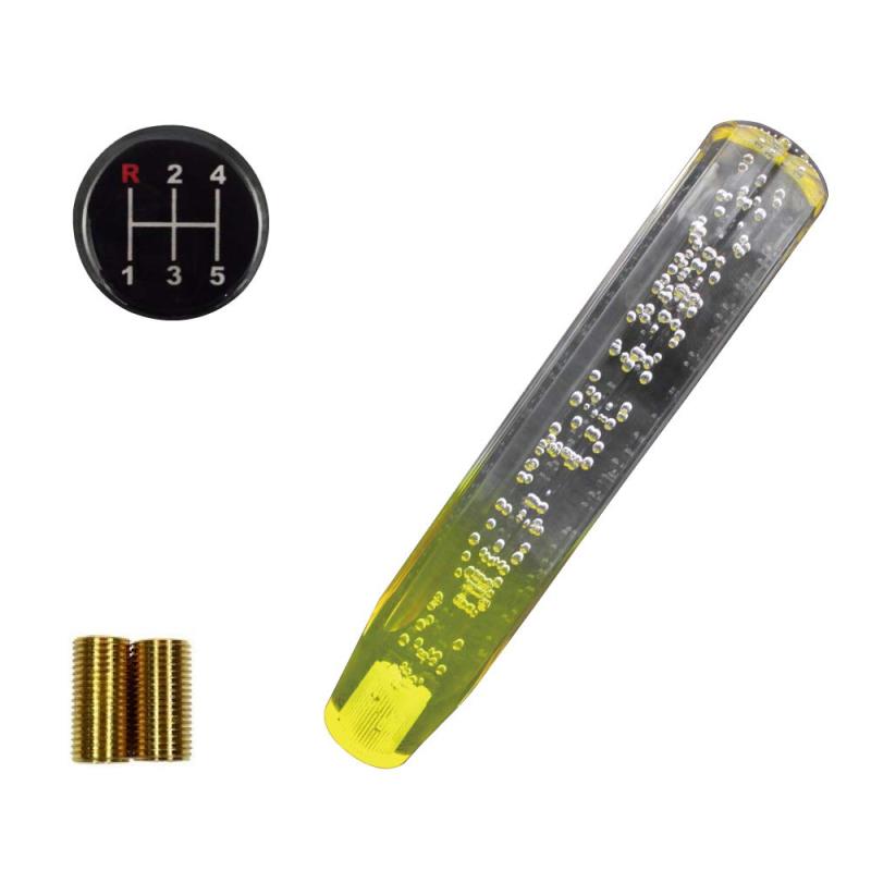 クリスタルシフトノブ 泡 250mm クリア/イエロー 変換アダプター付き いすゞ 三菱 軽トラ 日野 プロフィア ふそう キャンター NEWファイター いすゞ 超低PMエルフ用 MM75-26526-CLY【商品説明】<br>クリスタルシフトノブ泡　250mm 12×1.25 変換アダプター付き。<br>いすゞ、三菱、軽トラ日野 プロフィア ふそう キャンター ふそう NEWファイター いすゞ 超低PMエルフ用 シフトパターンステッカー付属<br>シフトノブ全長:約250mm<br>8mm×1.25mmと10mm×1.25mm口径のアダプター付属<br>口径のアダプター付属で幅広い車種に対応