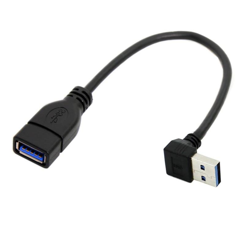 Rakuten - CY USB 3.0 タイプAオスアングル - USB 3.0 タイプAメス延長ケーブル 20cm 5Gbps ブラック