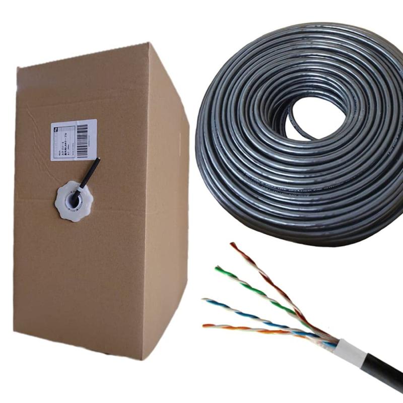 屋外用 LANケーブル cat6 100m 自作用 GSPOWER PoE対応 アウトドア PoE給電 高耐久 重被覆 雨天 カテゴリー6 RJ-45 工事用 ソーラーパネル イーサネットケーブル