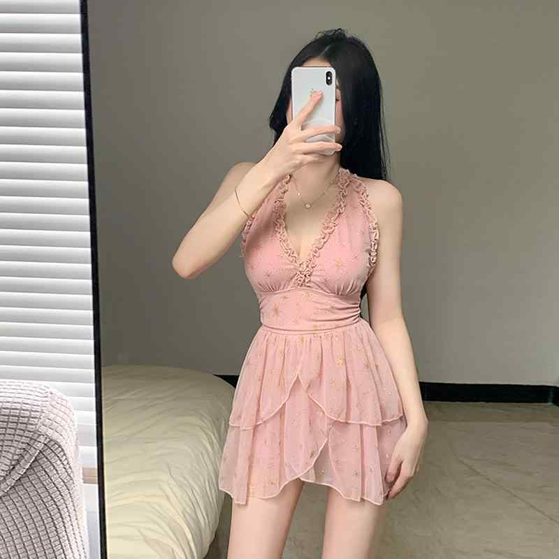 ワンピース 型 吊り帯 水着 温泉 ビーチ リゾート 腹部カバー スリム 女性用 控えめ デザイン 小胸 ガター トップス 夏 プール スイムウェア 伸縮性 速乾 切り替え ビキニ ロンパース かわいい ピンク系 ブラック アイボリー 通勤用 普段使い