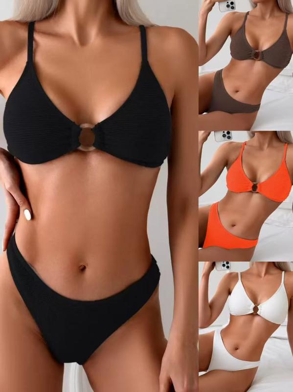 ビキニ 水着 レディース セパレート タイプ セクシー タイト フィット 背中開き デザイン 欧米風 高級感 クロスボーダー ビーチ プール 用途 軽量 伸縮性 速乾 素材 ブラック ピンク系 ブルー 夏 春夏 アクティブ スタイル かわいい シルエット