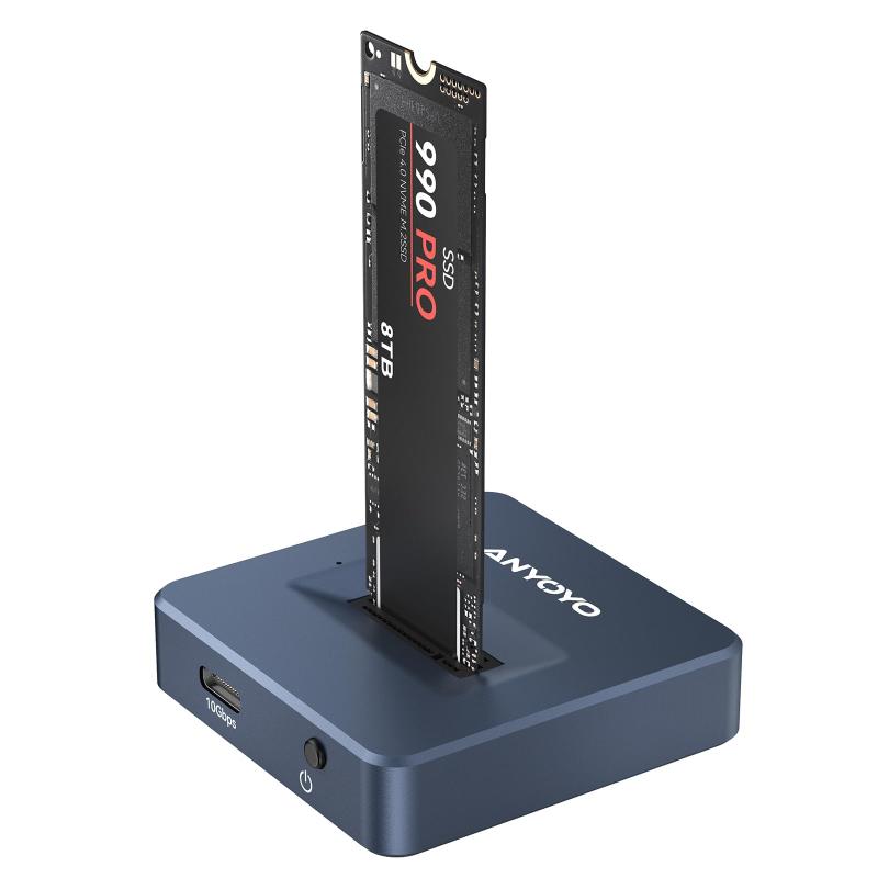 Rakuten - NVMe エンクロージャ PCIe M.2 SSD ボックス USB 3.1 高性能 NVME ソリッド ステート ハード ディスク ケース HDD エンクロージャ M.2 M-Key SSD、USB-C アダプタおよび USB 3.1 ケーブル付き