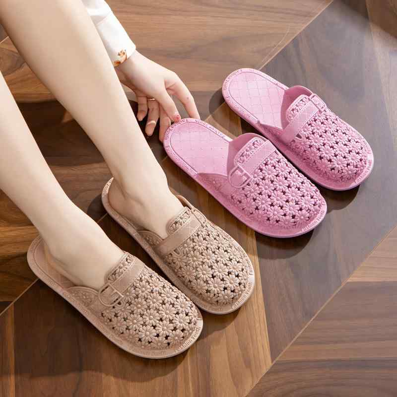 レディース ムレ シューズ 洞洞 デザイン 夏 春夏 ホーム 室内履き 屋外履き オフィス 包頭 安全 履きやすい 軽量 通気性 綿素材 カジュアル 普段使い ブラック ピンク系 アイボリー