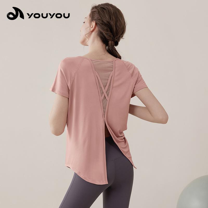 ヨガウェア 女性用 運動 ランニング ピラティス 速乾 短袖 トップス トレーニングウェア 伸縮性 吸湿速乾 軽量 コットン混 ブラック グレー 春夏 秋冬 通勤 普段使い アウトドア