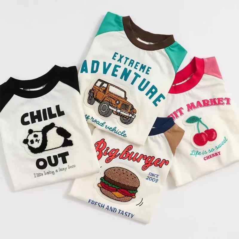 キッズ 長袖 Tシャツ 刺繍 ハンバー�
