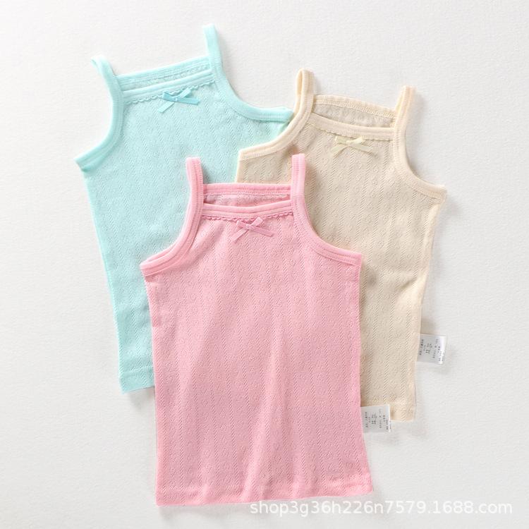 女の子 夏 春夏 トップス インナー タンクトップ 吊り下げ式 綿素材 穴あきデザイン 軽量 通気性 吸湿速乾 カラフル カジュアル 普段使い