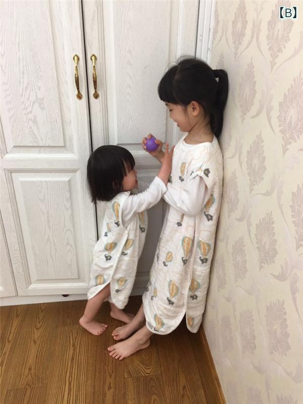 ベビー 子供用 睡袋 竹繊維 コットン ガーゼ 防踢被 背心型 超柔らか 吸湿速乾 通気性 軽量 伸縮性 赤ちゃん 寝具 部屋着 春夏 秋冬 3