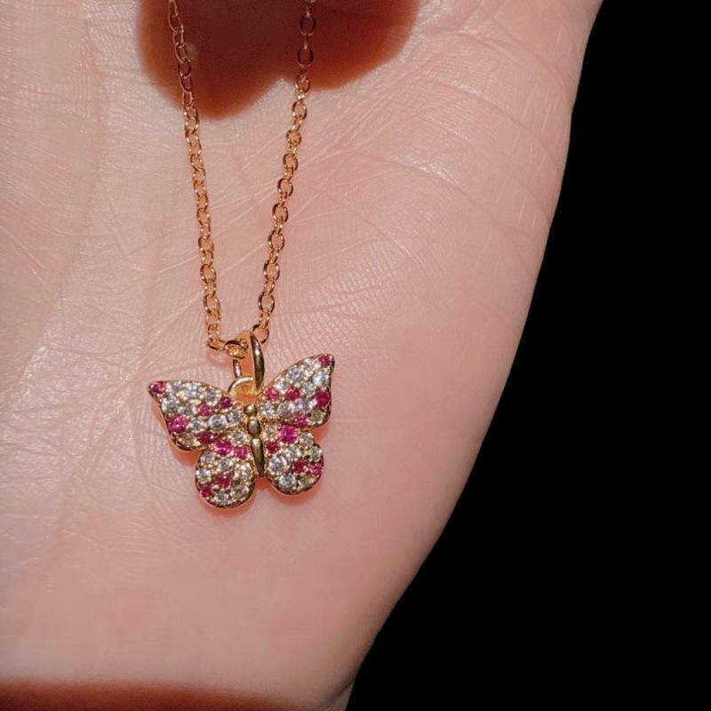 Necklaces, Braclets - ネックレス 女性用 蝶 吊り下げ チェーン シンプル かわいい 軽量 銀色加工 普段使い アクセサリー ラッキーアイテム 細身 長さ調節可能