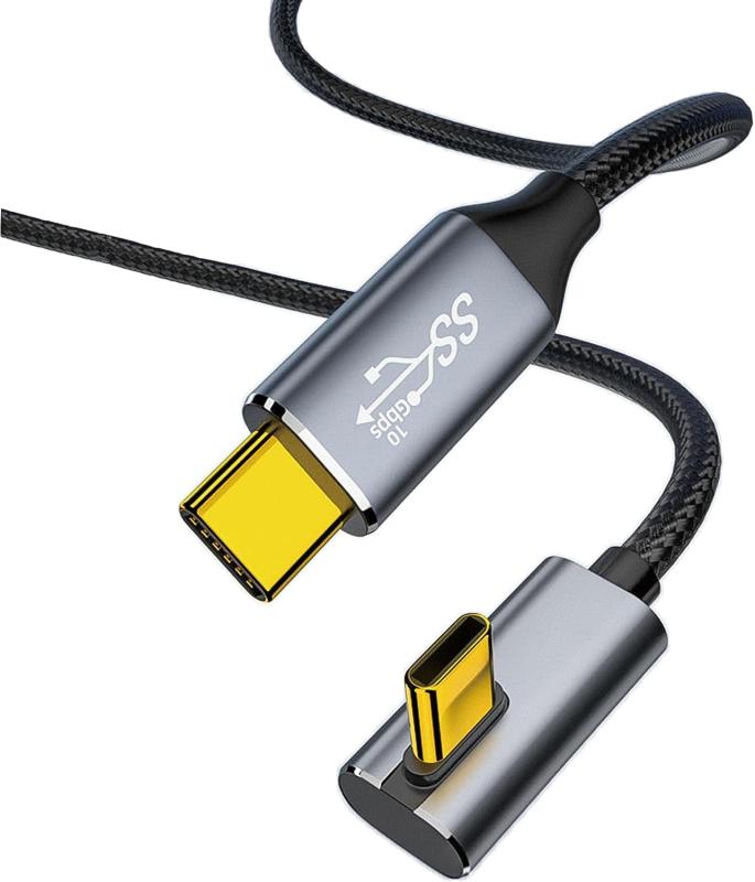 USB-C & USB-C ケーブル L字 Type-c ケーブル PD対応100W/5A急速充電 USB3.1 Gen2(10Gbps高速データ転送) 4K/60Hz映像出力 超高耐久ナイロン タイプc ケーブル MacBook Pro/Air