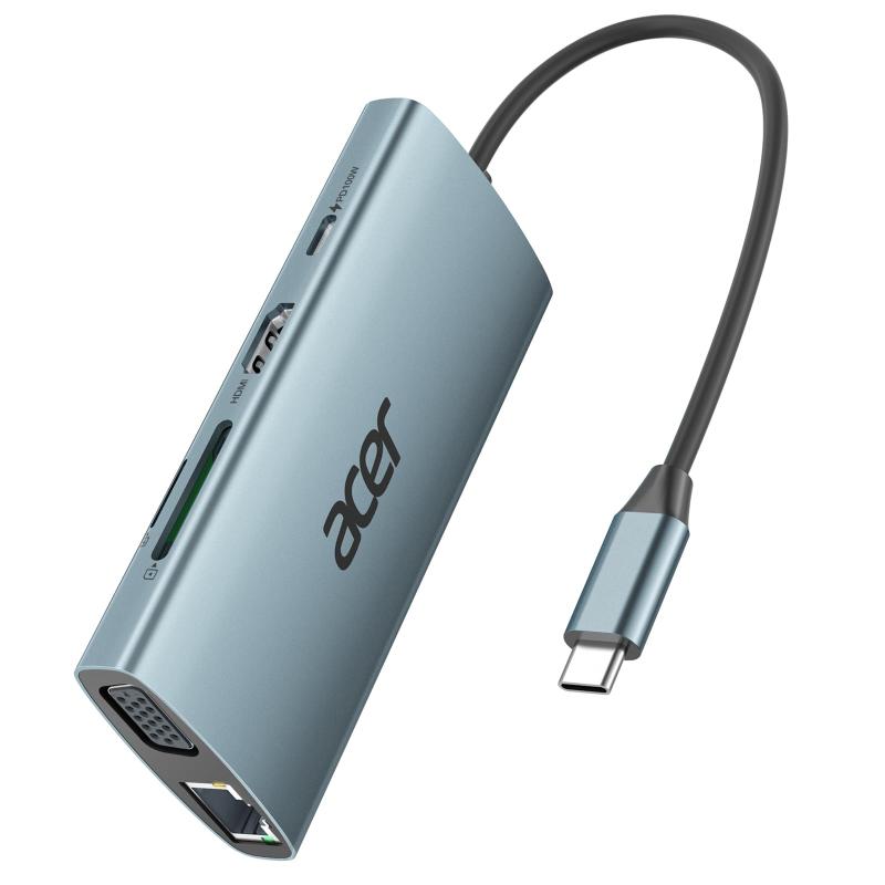Acer USB C ハブ 4k@30Hz HDMI 9-in-1 USB Cイーサネットアダプター 5 Gbps USB A 3.1ドッキング ステーション PD100W充電 SDカードリーダー USB VGAスプリッター MacBook/Acer/L