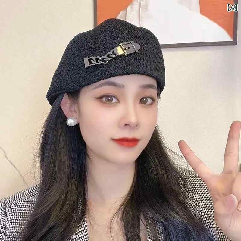 春夏 ベレー帽 レディース 薄手 防晒 遮陽 かわいい 顔映り 百搭 軽量 通気性 綿素...
