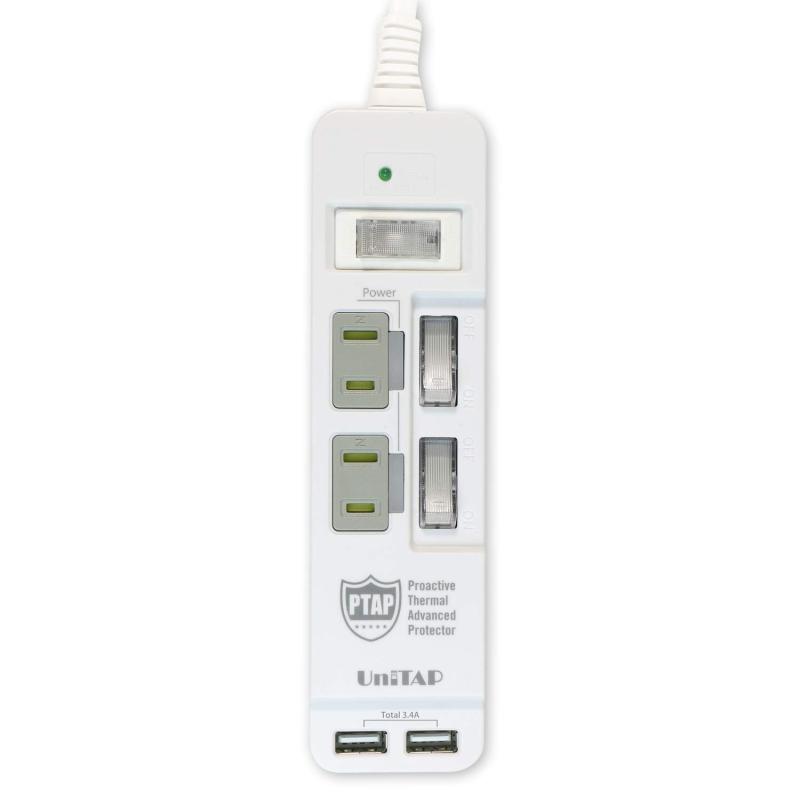プリンストン UniTAP 火災防止+USB給電機能付マルチタップ