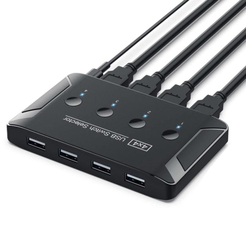 chenyang USB 2.0 KVM 共有スイッチ セレクター 2台のコンピューター 4つのUSBデバイスを共有 キーボードマウススキャナープリンター用