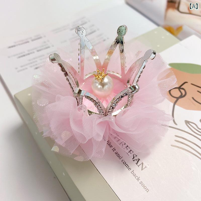 Rakuten - 子供用 女の子 かわいい プリンセス ヘアクリップ キラキラ ラインストーン ヘアアクセサリー 傷みにくい エッジクリップ 少女 輝き シークイン トップクリップ 合金素材 ピンク系 軽量 普段使い 髪飾り かわいいヘアピン キッズヘアアクセ