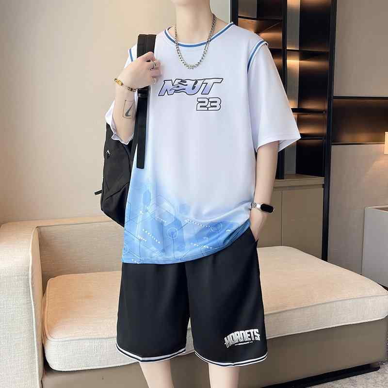 セットアップ キッズ 男の子 接触冷感 Tシャツ ショートパンツ 上下セット 12歳 15歳 中学生 高校生 スポーツウェア バスケットボール用 運動着 吸湿速乾 軽量 伸縮性 部屋着 カジュアル ゆったり 体型カバー 大きいサイズ プラスサイズ 着痩せ