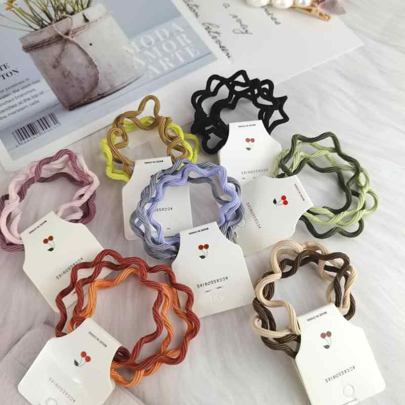 ヘアゴム 韓国風 グラデーションカラー 波浪 少女用 インスパイア ネットセレブ シンプル 百搭 かわいい 普段使い 伸縮性 軽量 ピンク系 ブラウン系 秋冬