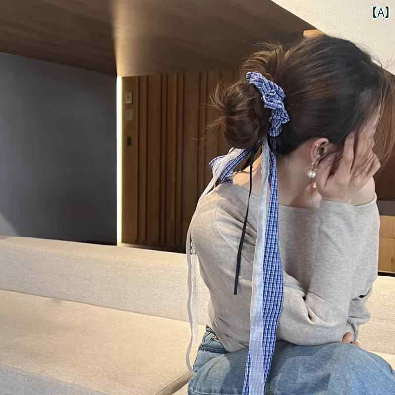 ヘアアクセサリー 韓国風 雰囲気 格子柄 リボン ヘアゴム バレエ風 かわいい チェ...